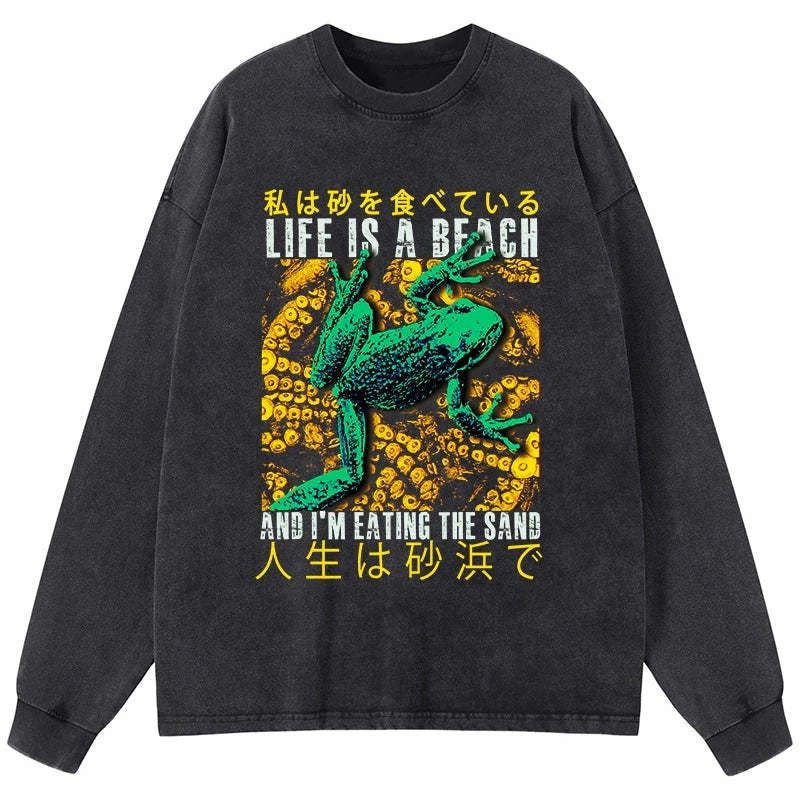 Japanese Long Sleeve T-Shirt for Beach Vacation