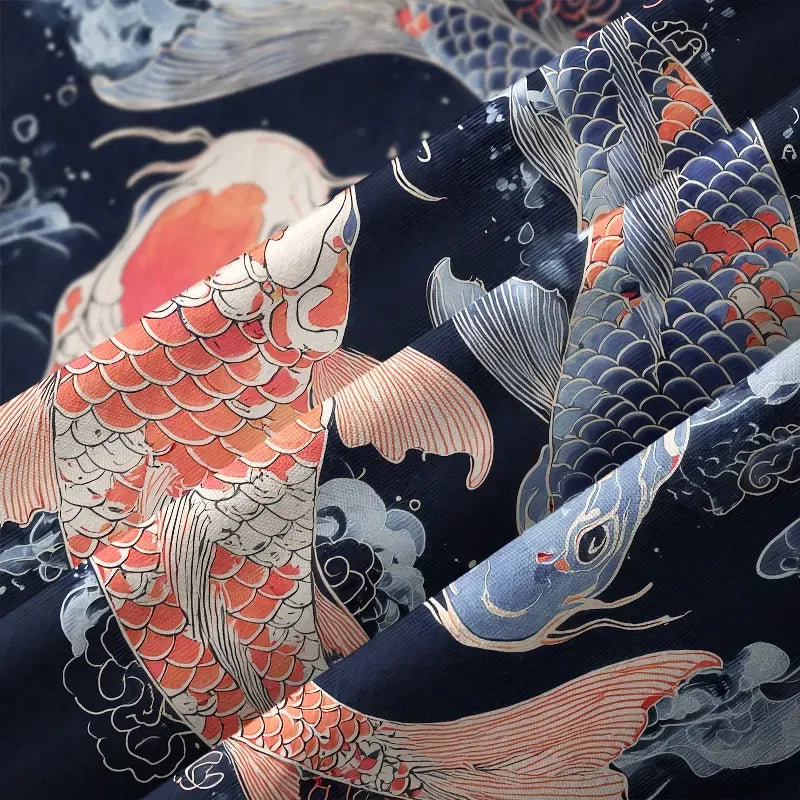 Japanese Koi Button-up Shirt for Summer