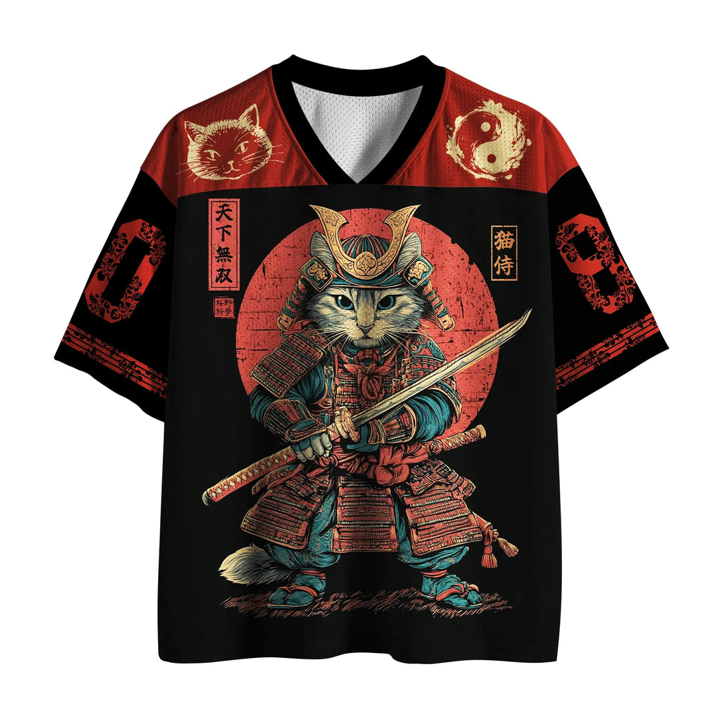 Samurai Cat Warrior Mesh Jersey for Cosplay