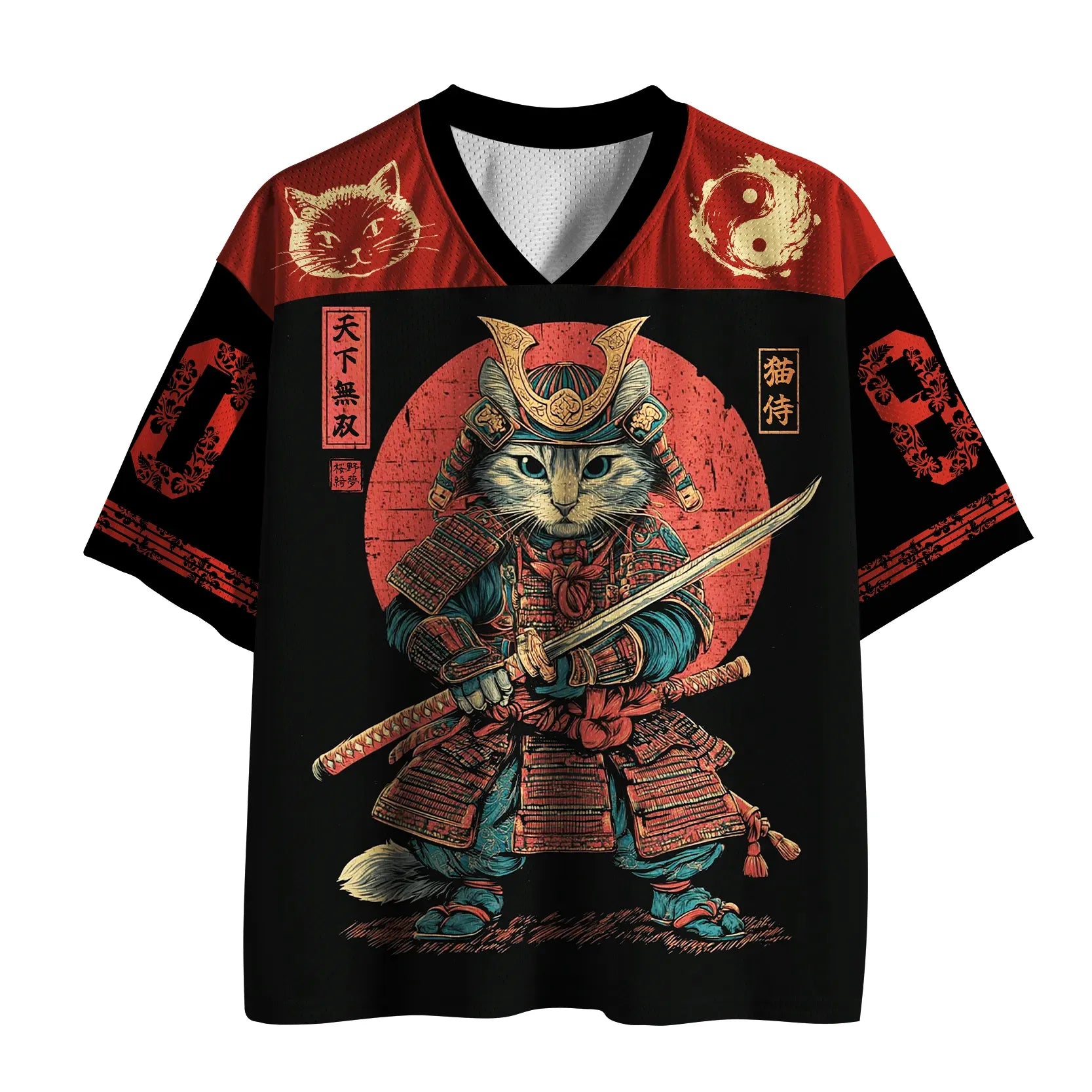Samurai Cat Warrior Mesh Jersey for Cosplay