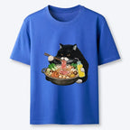 Japanese Black Cat Eating Hot Pot T-Shirt