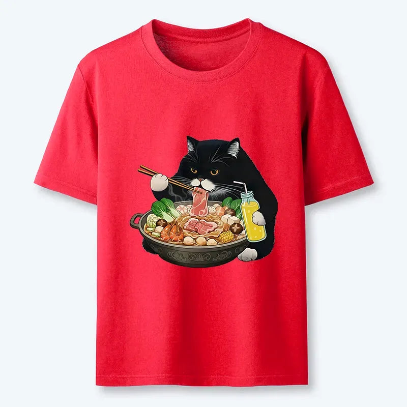 Kyoto-Lion Black Cat Eating Hot Pot Classic T-Shirt