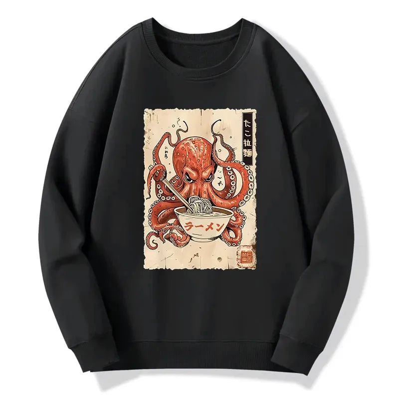 japanese retro octopus sweatshirt for men