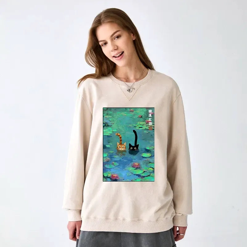 Washed terry sweatshirt for vacation