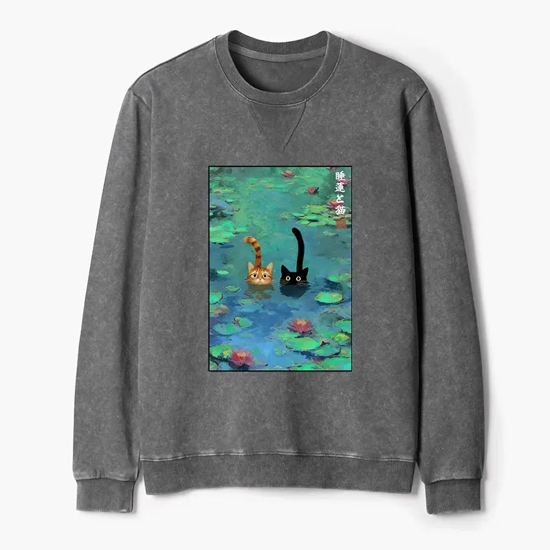 Washed terry sweatshirt for vacation