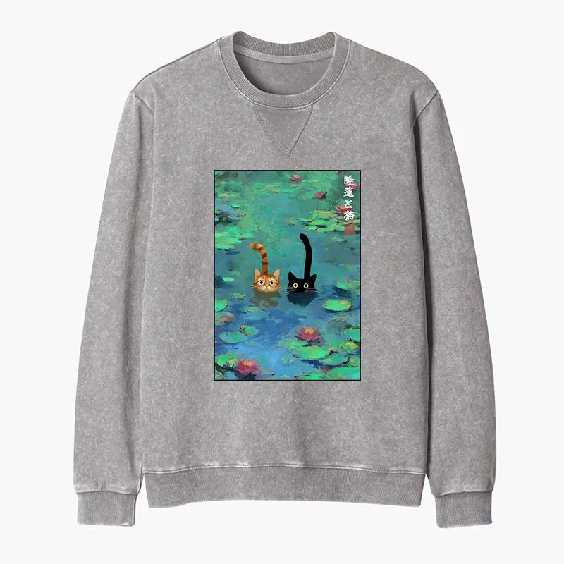 Washed terry sweatshirt for vacation