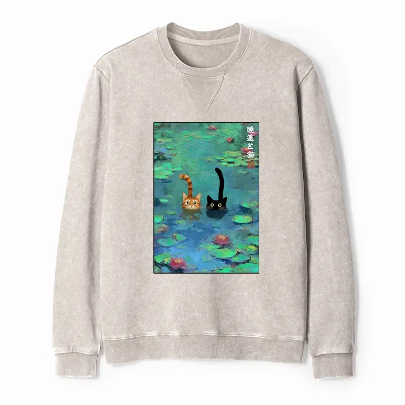 Washed terry sweatshirt for vacation