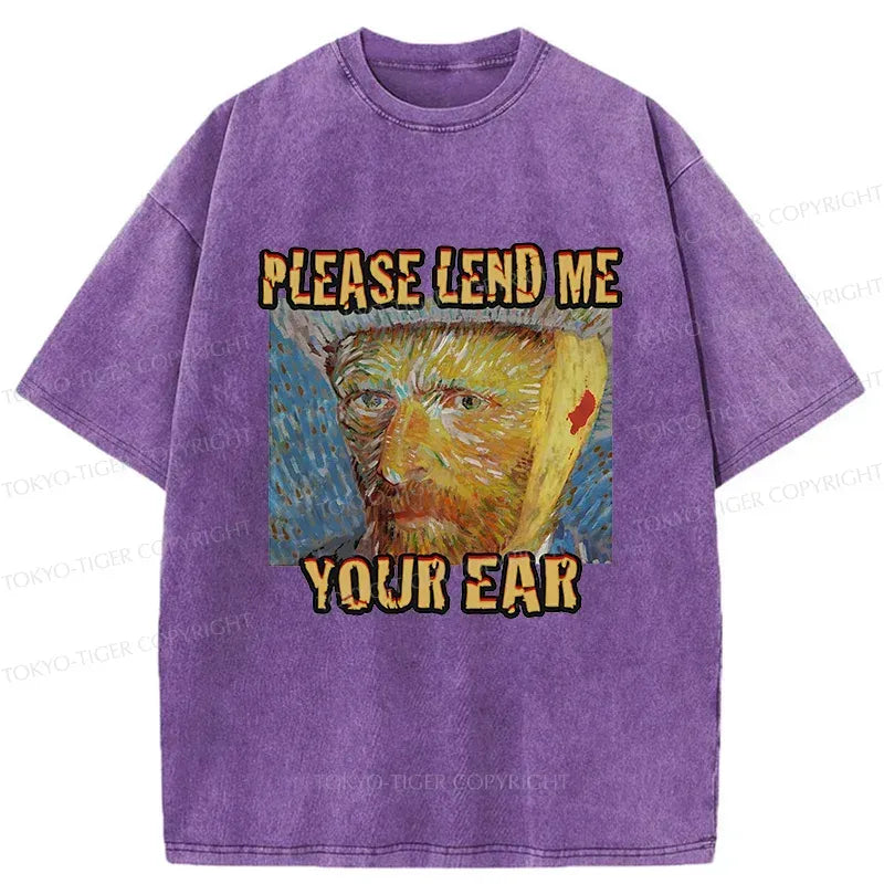 Kyoto-Lion Van Gogh Funny Washed T-Shirt