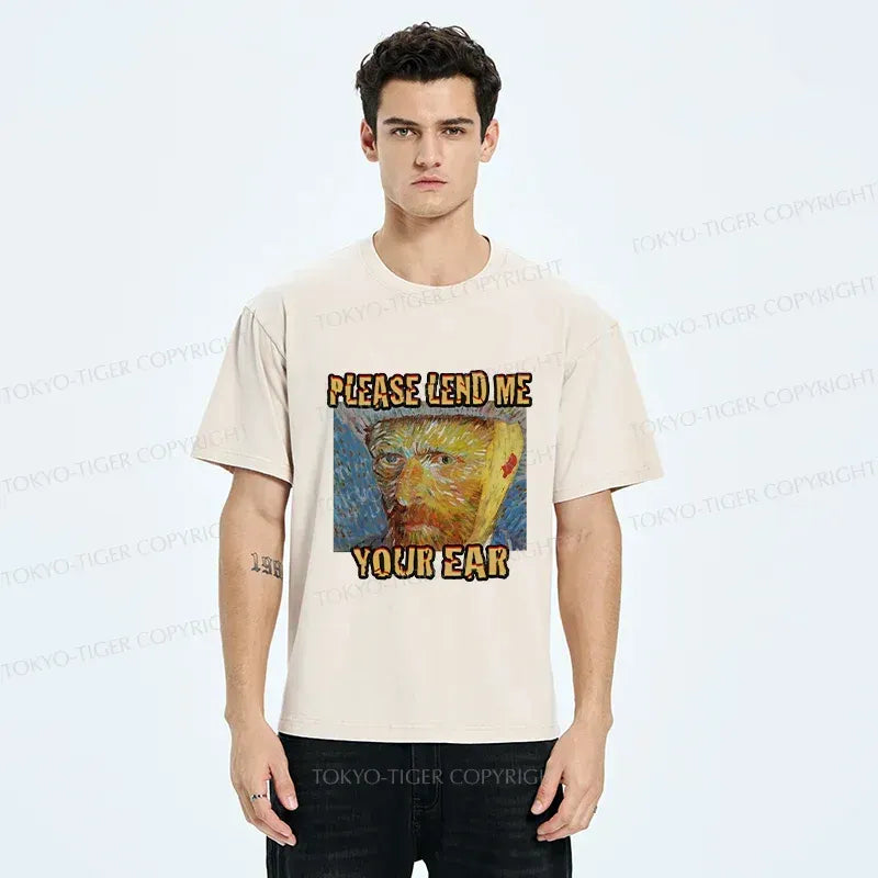 Kyoto-Lion Van Gogh Funny Washed T-Shirt