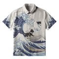 black cat surfing shirt summer style