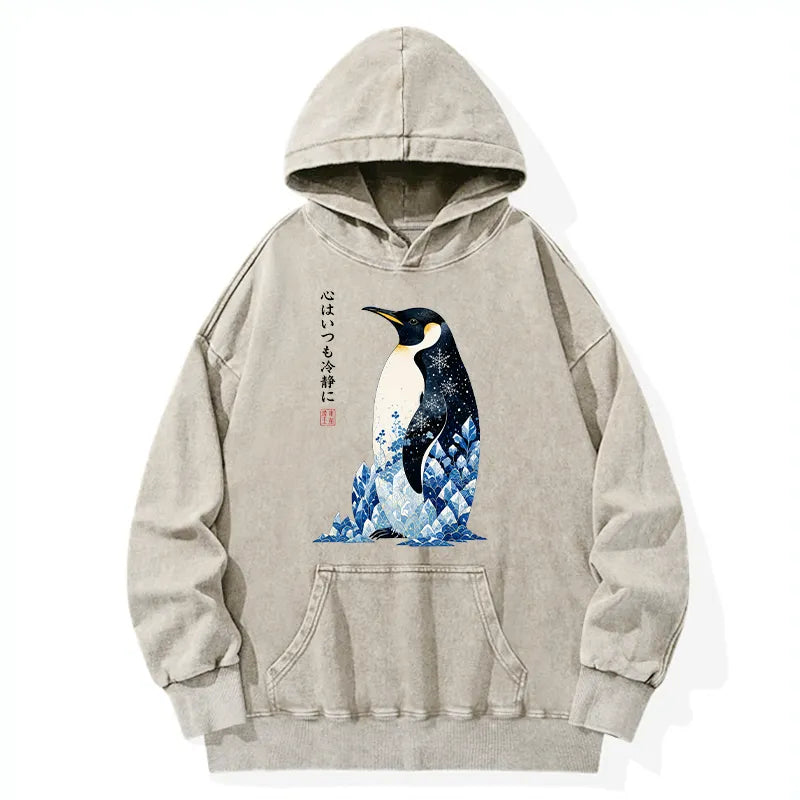 Kyoto-Lion Keep Calm Penguin Washed Hoodie