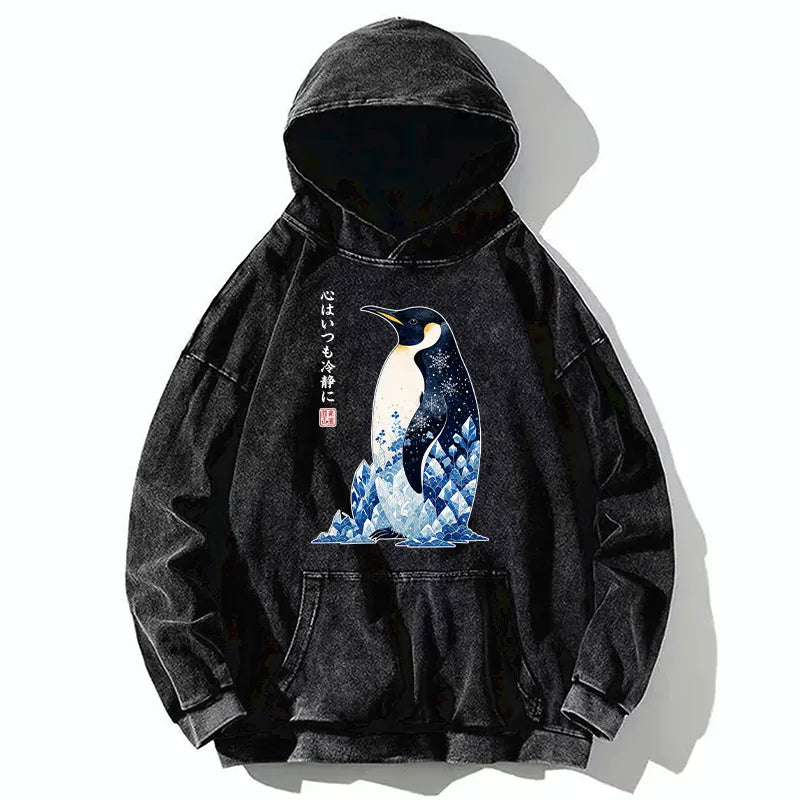 Kyoto-Lion Keep Calm Penguin Washed Hoodie