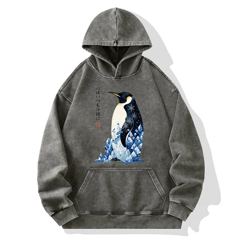 Kyoto-Lion Keep Calm Penguin Washed Hoodie