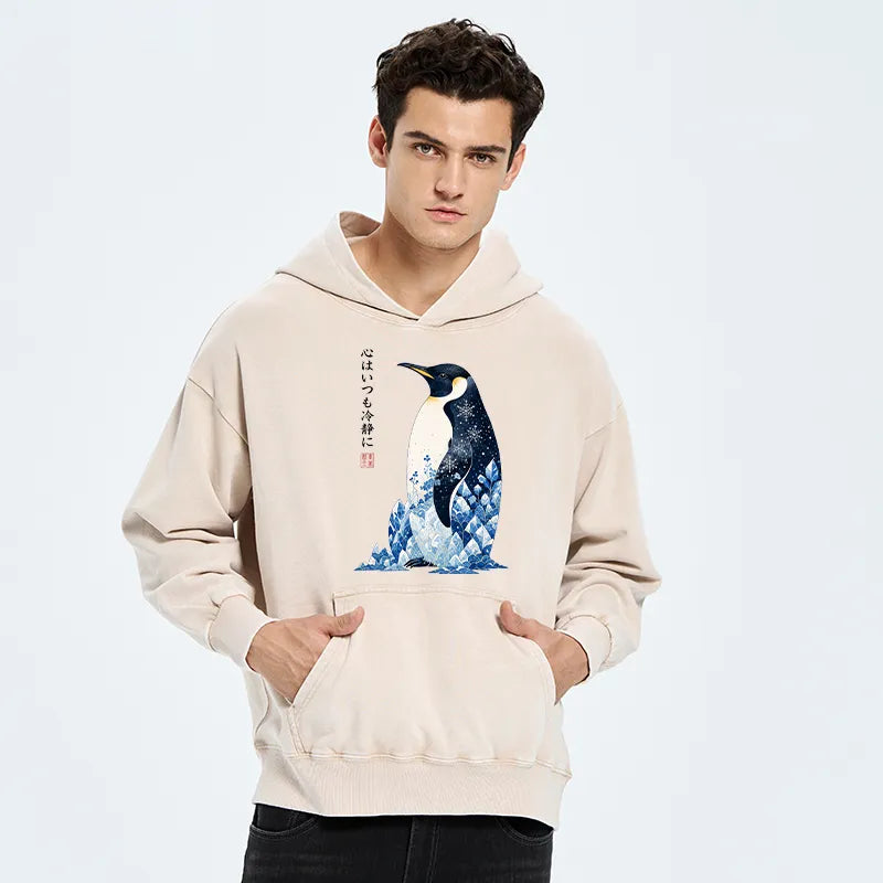 Kyoto-Lion Keep Calm Penguin Washed Hoodie