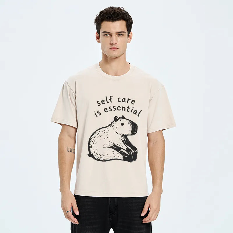 Kyoto-Lion Chill Capybara Meme Washed T-Shirt