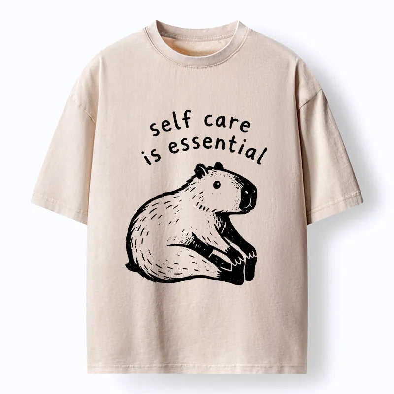 Kyoto-Lion Chill Capybara Meme Washed T-Shirt