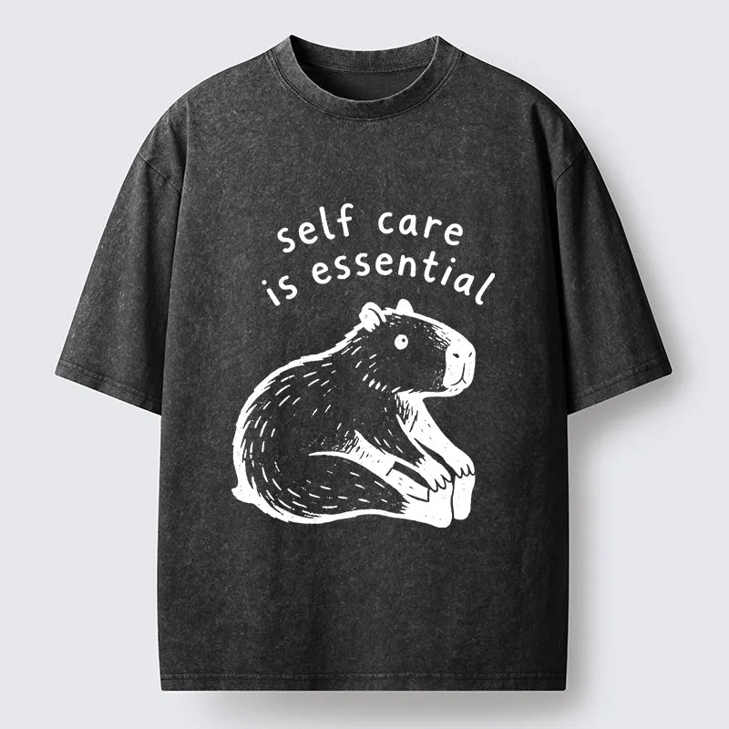 Kyoto-Lion Chill Capybara Meme Washed T-Shirt