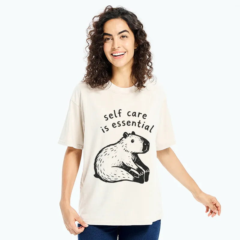 Kyoto-Lion Chill Capybara Meme Washed T-Shirt
