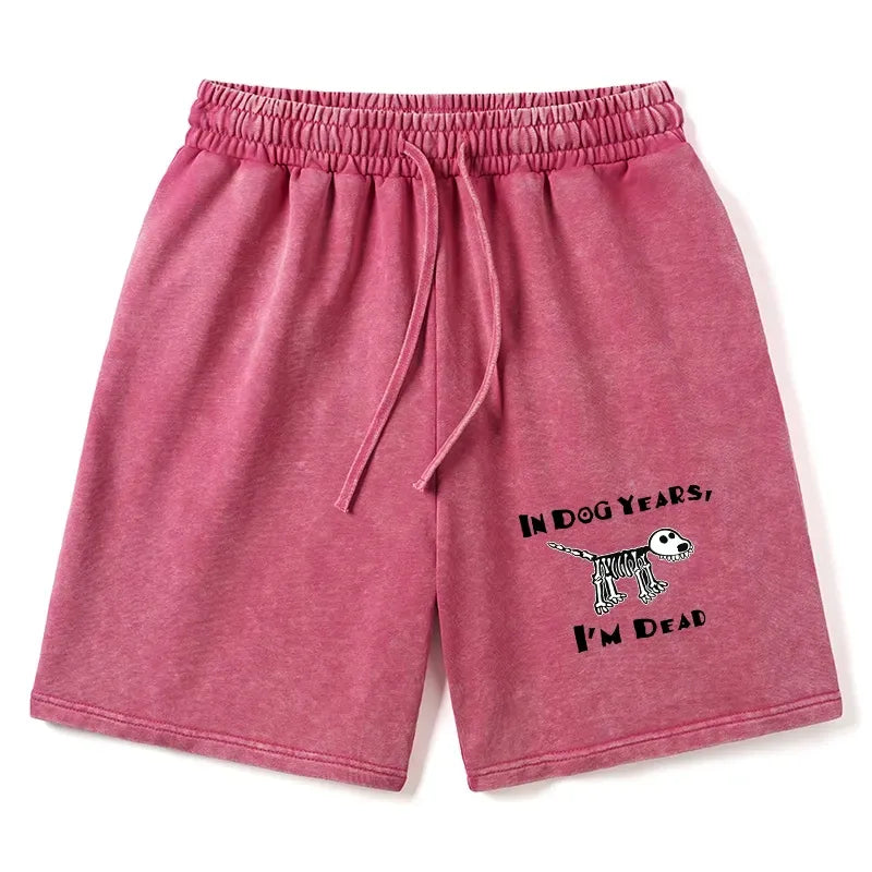 Kyoto-Lion Funny Meme Old Dog Dead In Dog Years Vibe Washed Shorts