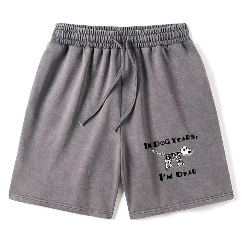Kyoto-Lion Funny Meme Old Dog Dead In Dog Years Vibe Washed Shorts
