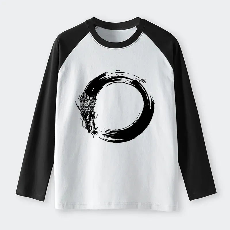Kyoto-Lion Dragon's Circle Raglan Long Sleeve T-shirt