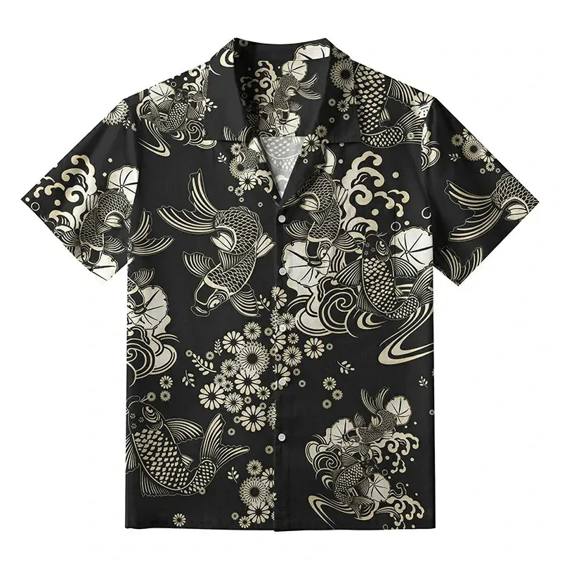 Unisex Koi Print Shirt for Vacation