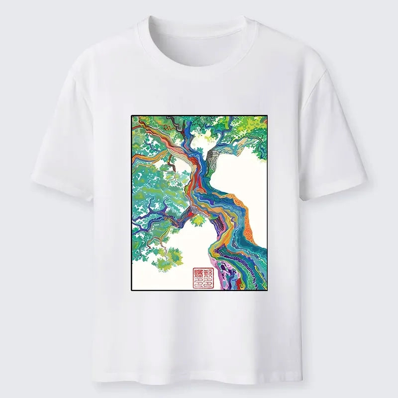 Japanese Colorful Magic Tree T-Shirt for Daily Wear