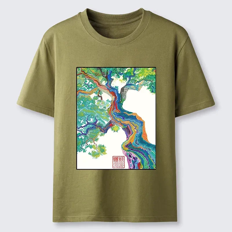 Japanese Colorful Magic Tree T-Shirt for Daily Wear