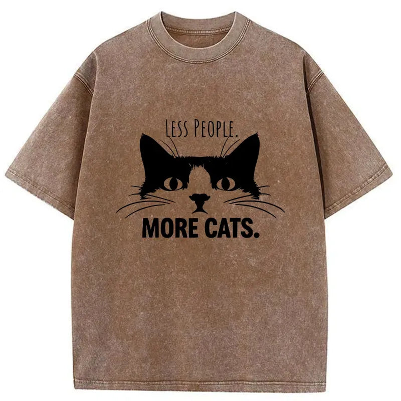 Washed Japanese Cat T-Shirt for Daily Wear