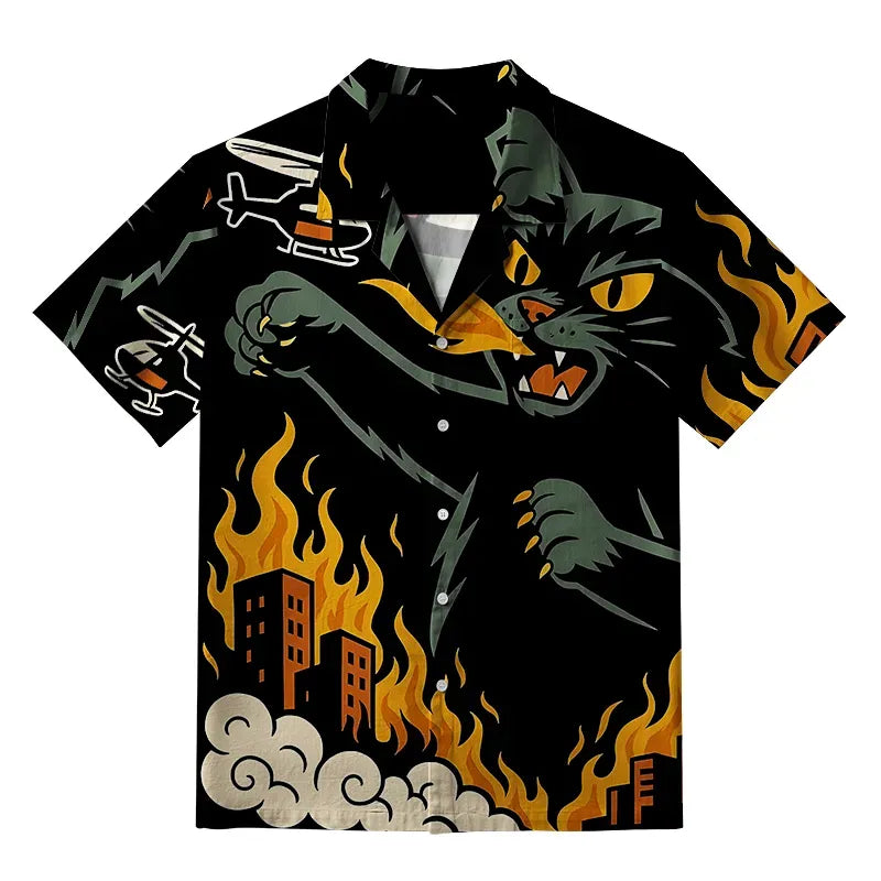 Kyoto Lion Hawaiian Shirt for Streetwear