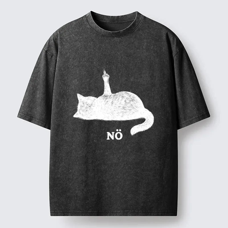 Japanese Cat Washed T-Shirt for Daily Wear