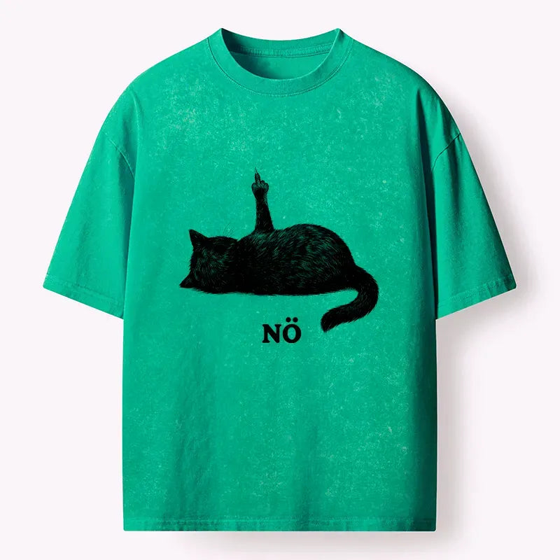 Japanese Cat Washed T-Shirt for Daily Wear