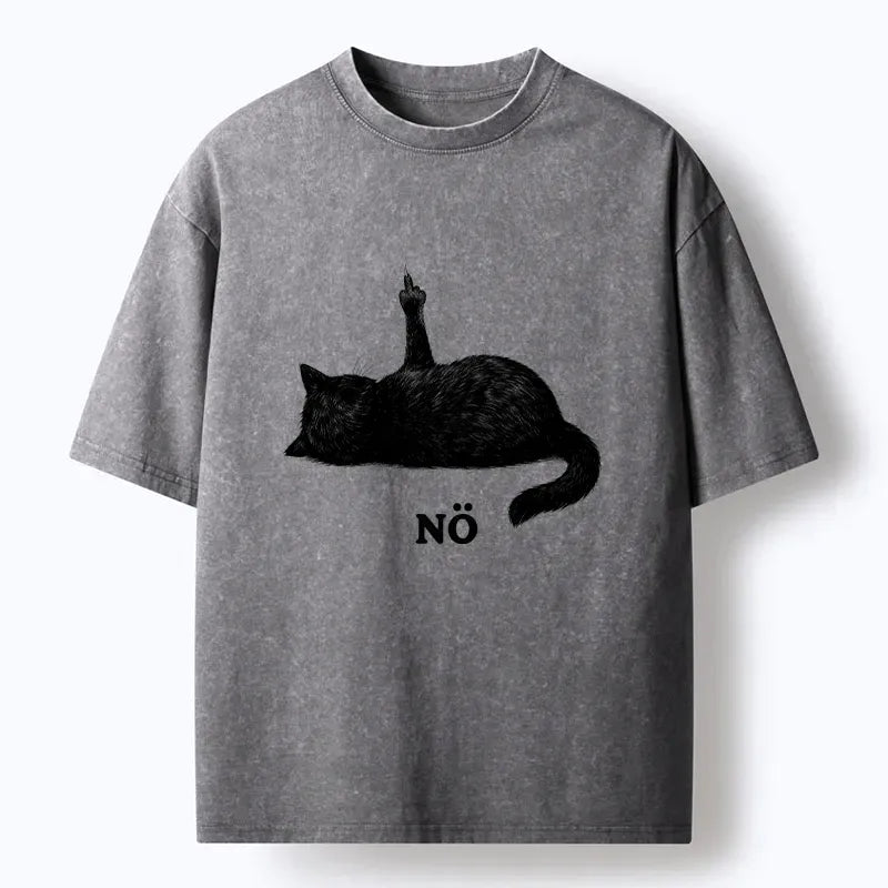 Japanese Cat Washed T-Shirt for Daily Wear