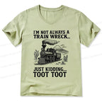 Funny train jokes v-neck t-shirt