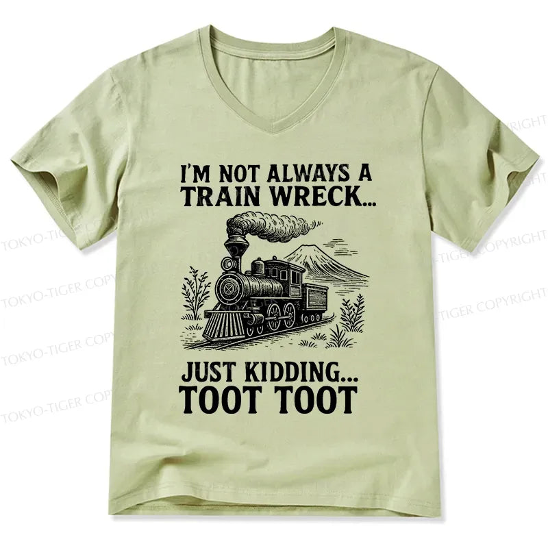 Funny train jokes v-neck t-shirt