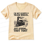 Funny train jokes v-neck t-shirt