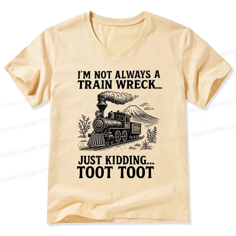 Funny train jokes v-neck t-shirt