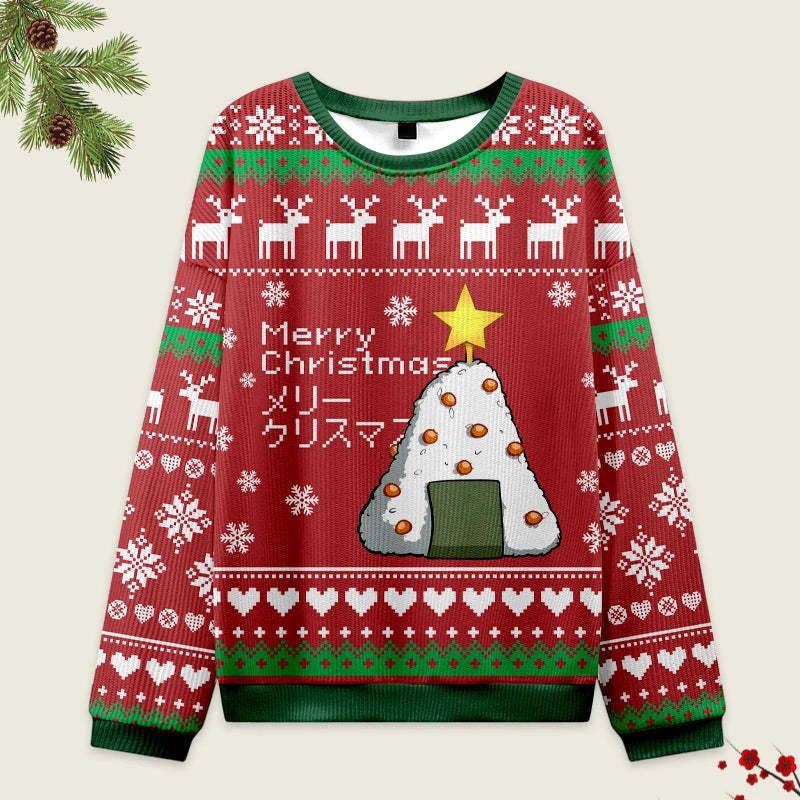 Kyoto-Lion Rice Ball Japanese Red Christmas Ugly Sweatshirt