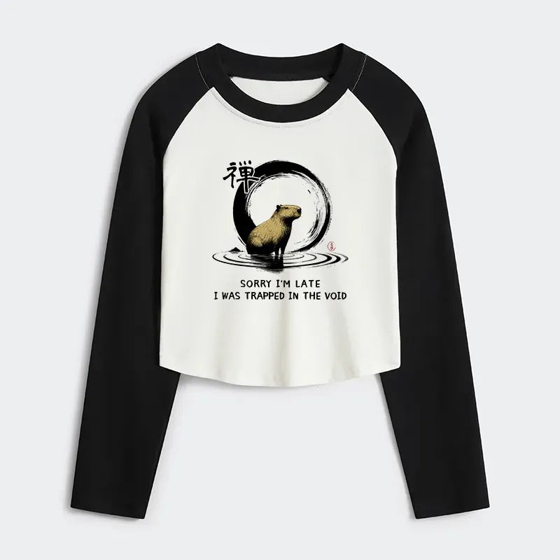 Trendy Kyoto Lion Capybara Raglan Tee for Women