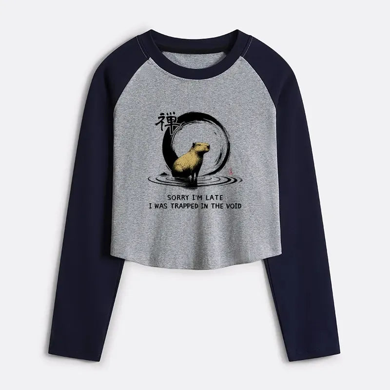 Trendy Kyoto Lion Capybara Raglan Tee for Women