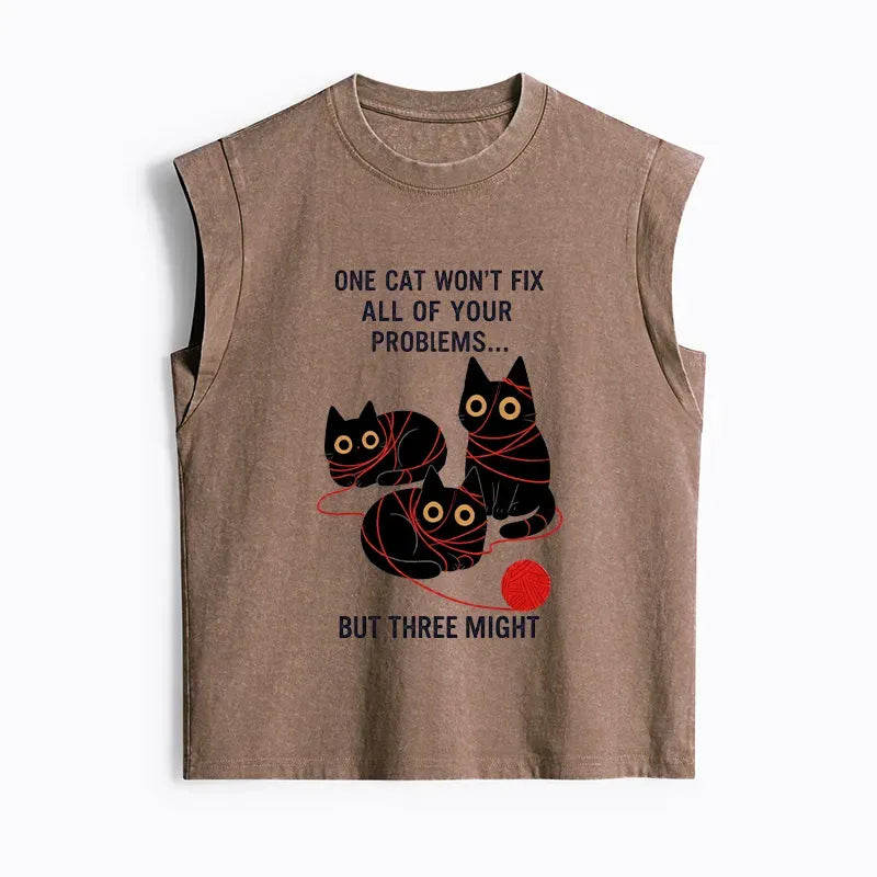 Washed Women's Cat Tank Top