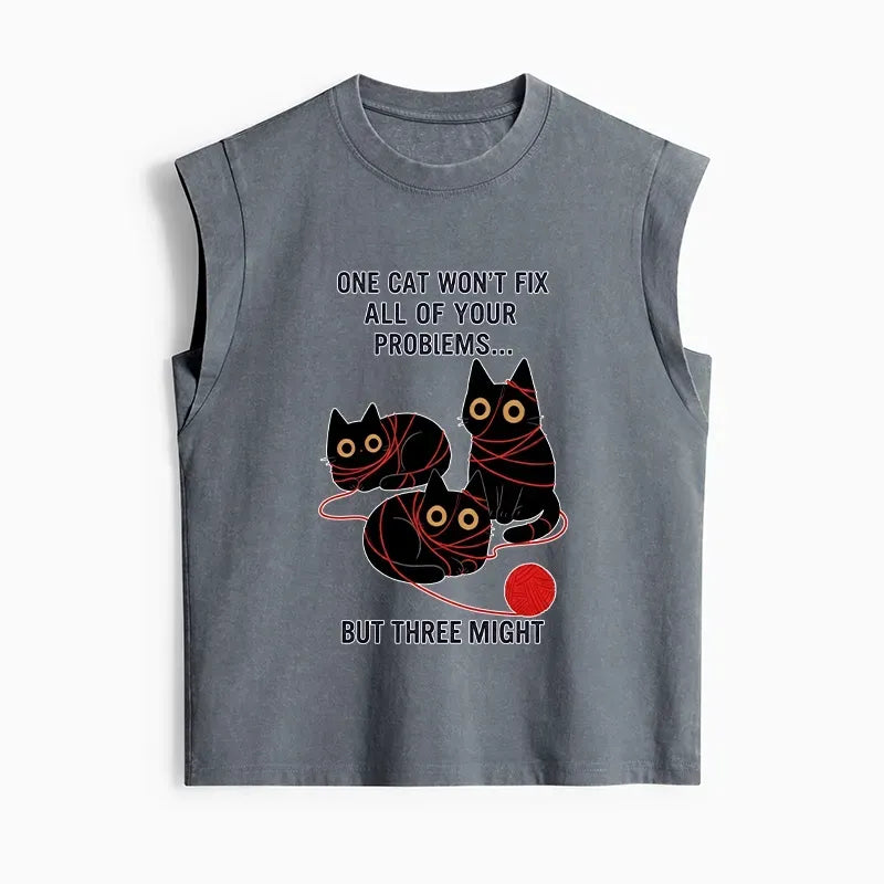 Washed Women's Cat Tank Top