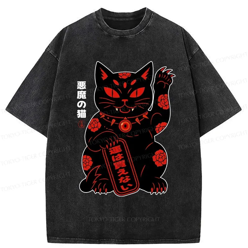 Vintage Devil Cat T-Shirt for Summer
