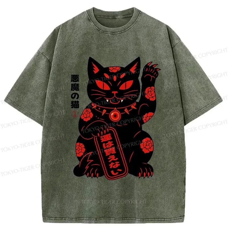 Vintage Devil Cat T-Shirt for Summer