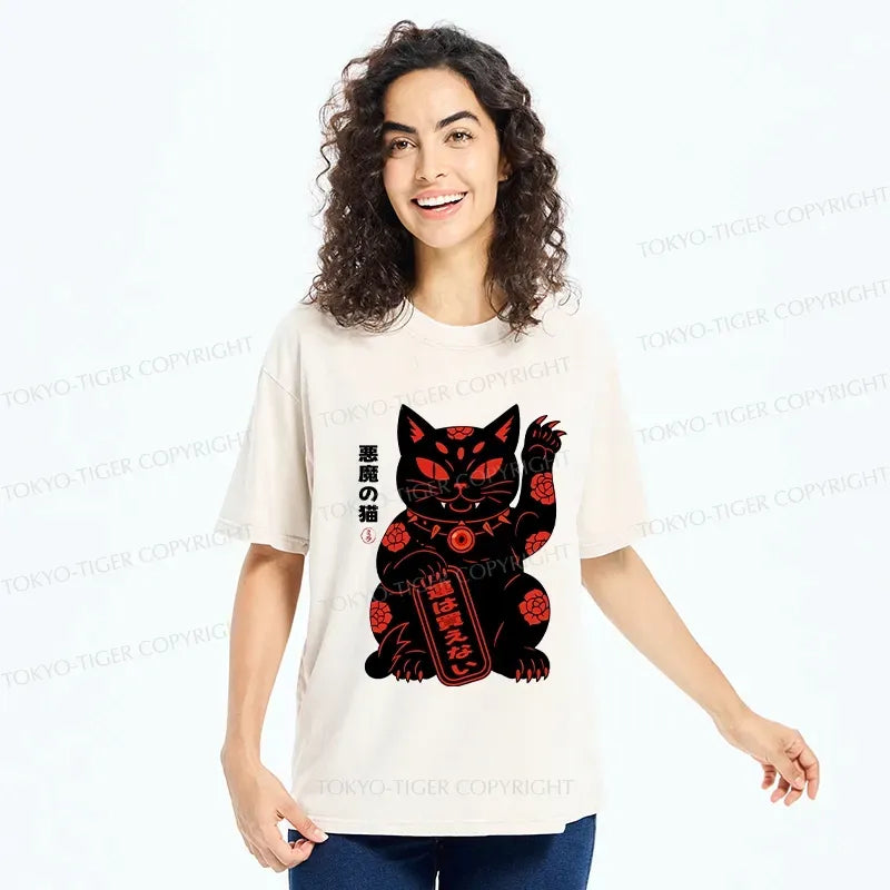Vintage Devil Cat T-Shirt for Summer