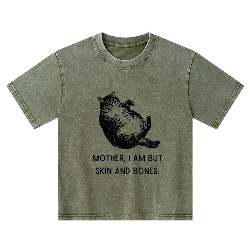 Kyoto-Lion Overweight Cat And Its Doting Owner Kids Washed T-Shirt
