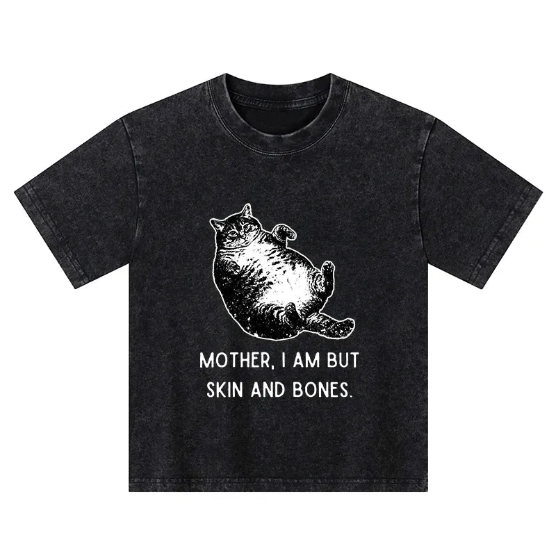 Kyoto-Lion Overweight Cat And Its Doting Owner Kids Washed T-Shirt