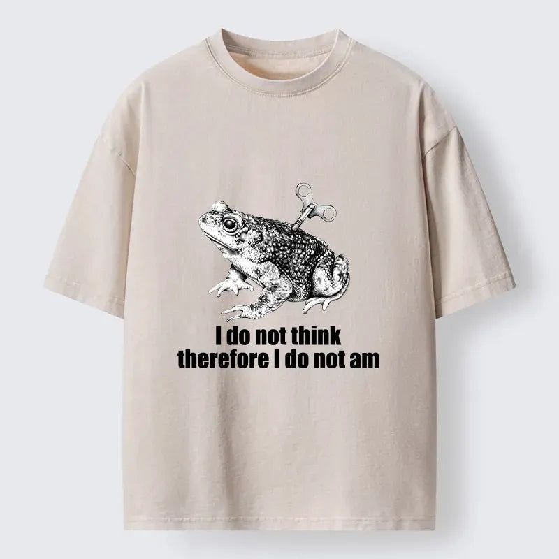 Kyoto-Lion Funny Meme Wind Up Toad No Think No Exist Washed T-Shirt