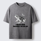 Kyoto-Lion Funny Meme Wind Up Toad No Think No Exist Washed T-Shirt