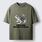 Kyoto-Lion Funny Meme Wind Up Toad No Think No Exist Washed T-Shirt